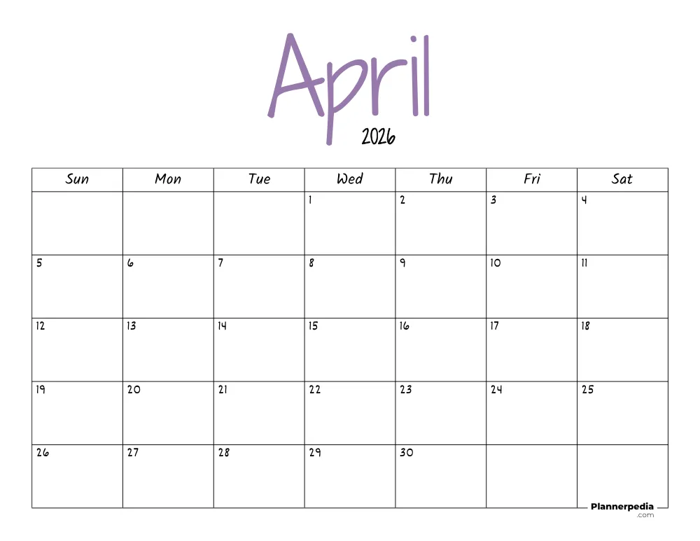April 2026 Calendar
