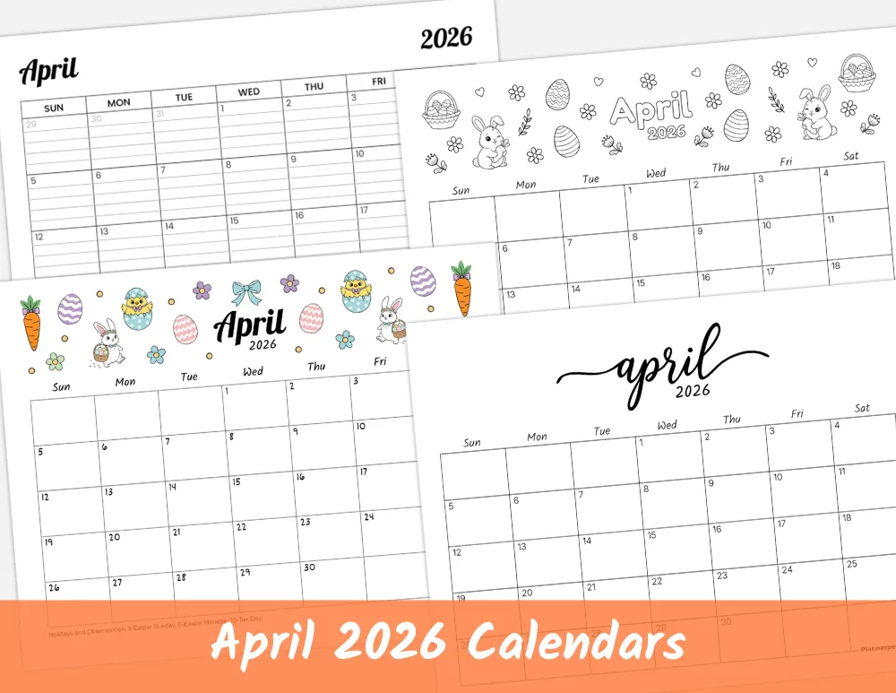 Free Printable April 2026 Calendar