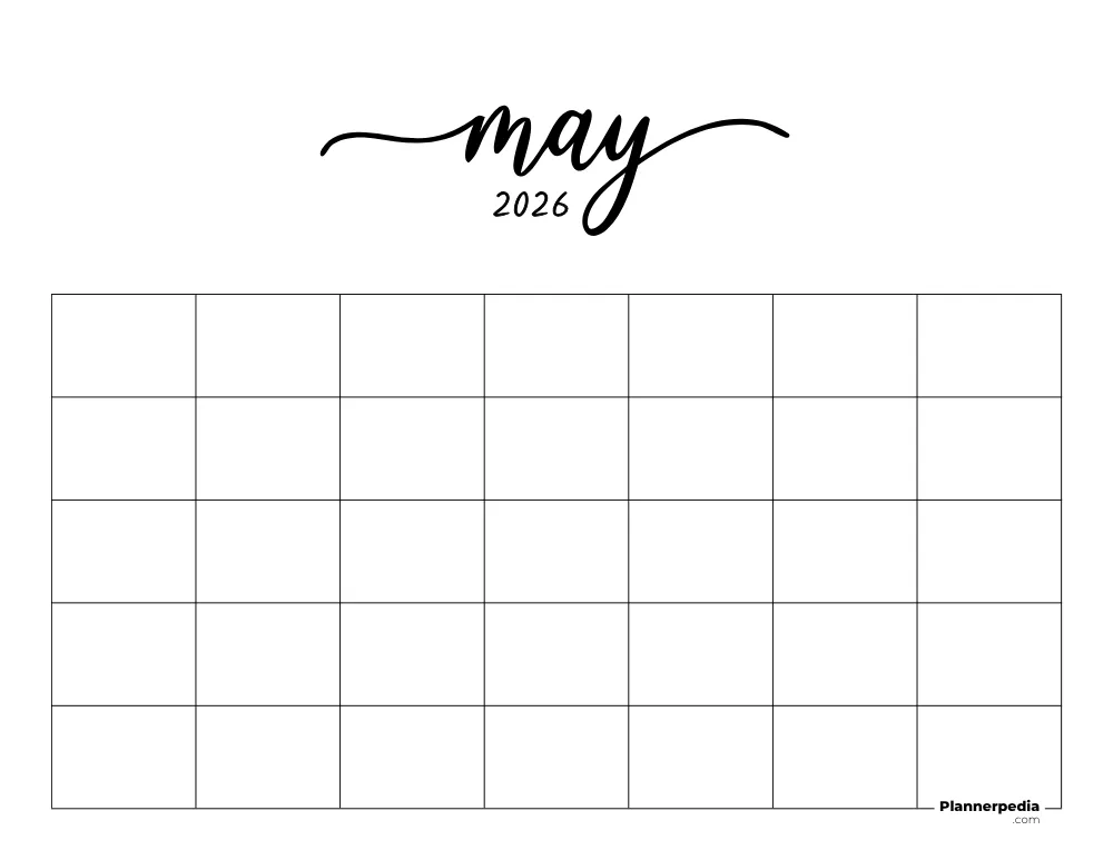 May 2026 Calendar Blank Template