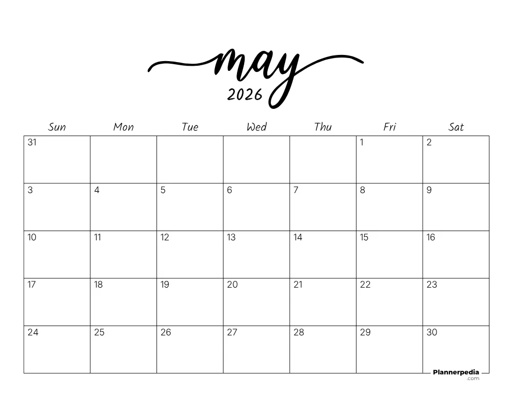May 2026 Calendar Template