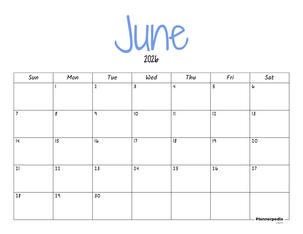 June 2026 Calendar