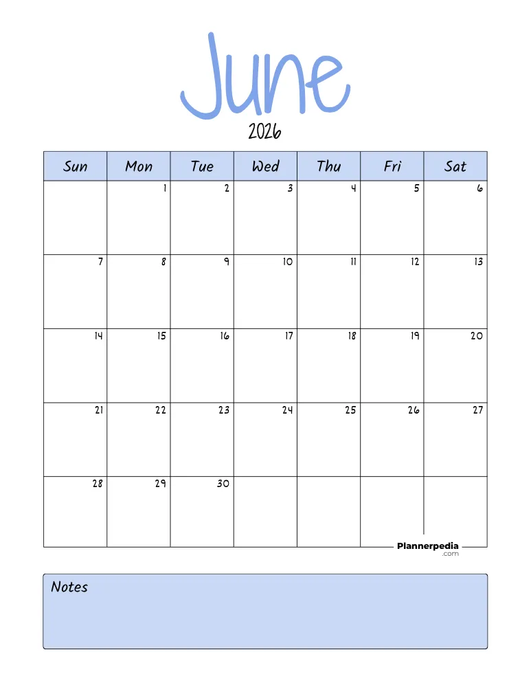 June Calendar 2026