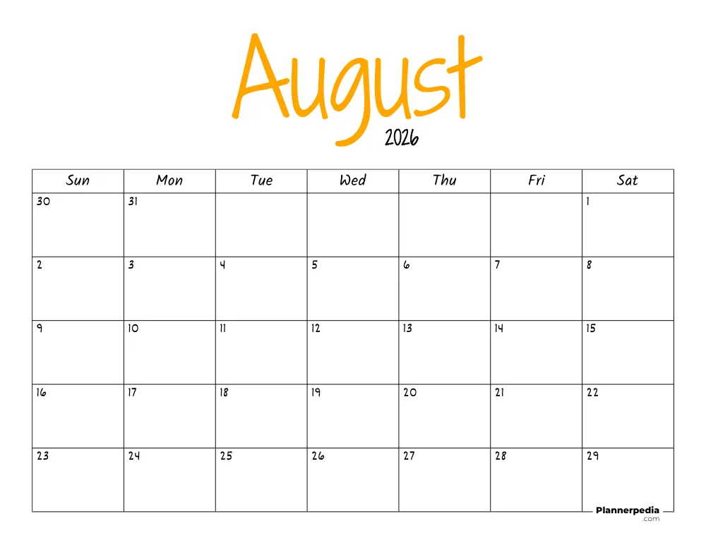 August 2026 Calendar