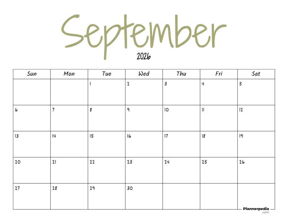 September 2026 Calendar