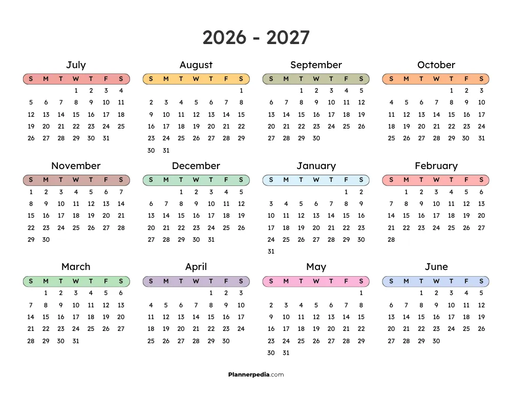 2026 2027 Calendar Template