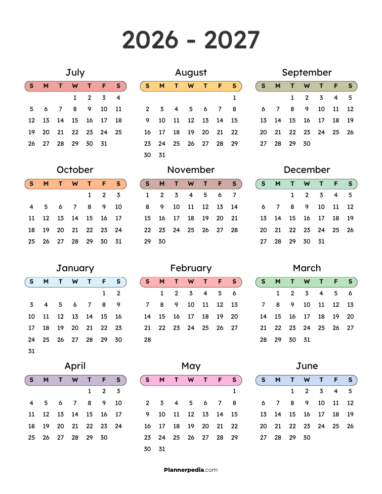 2026 2027 Calendar at a Glance