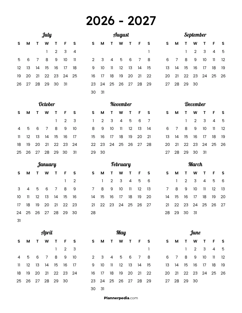 2026 2027 Printable Calendar