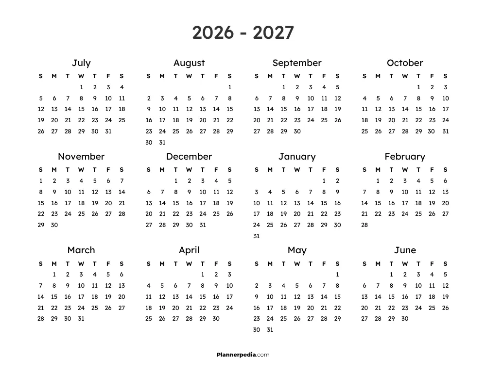 Calendar 2026 2027