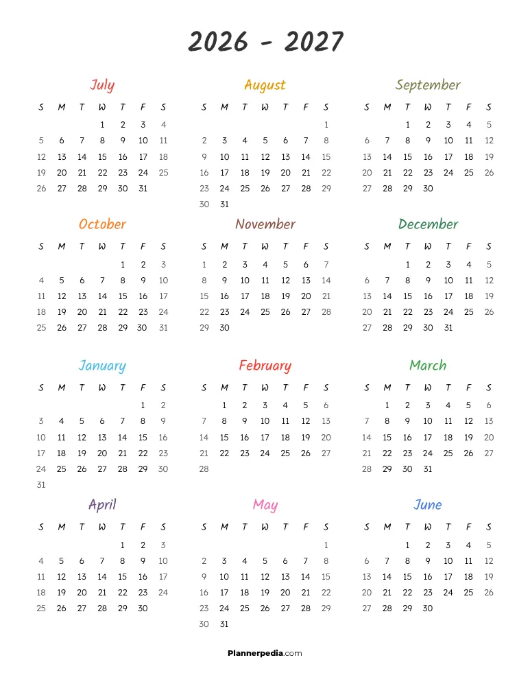 Free 2026 2027 Calendar
